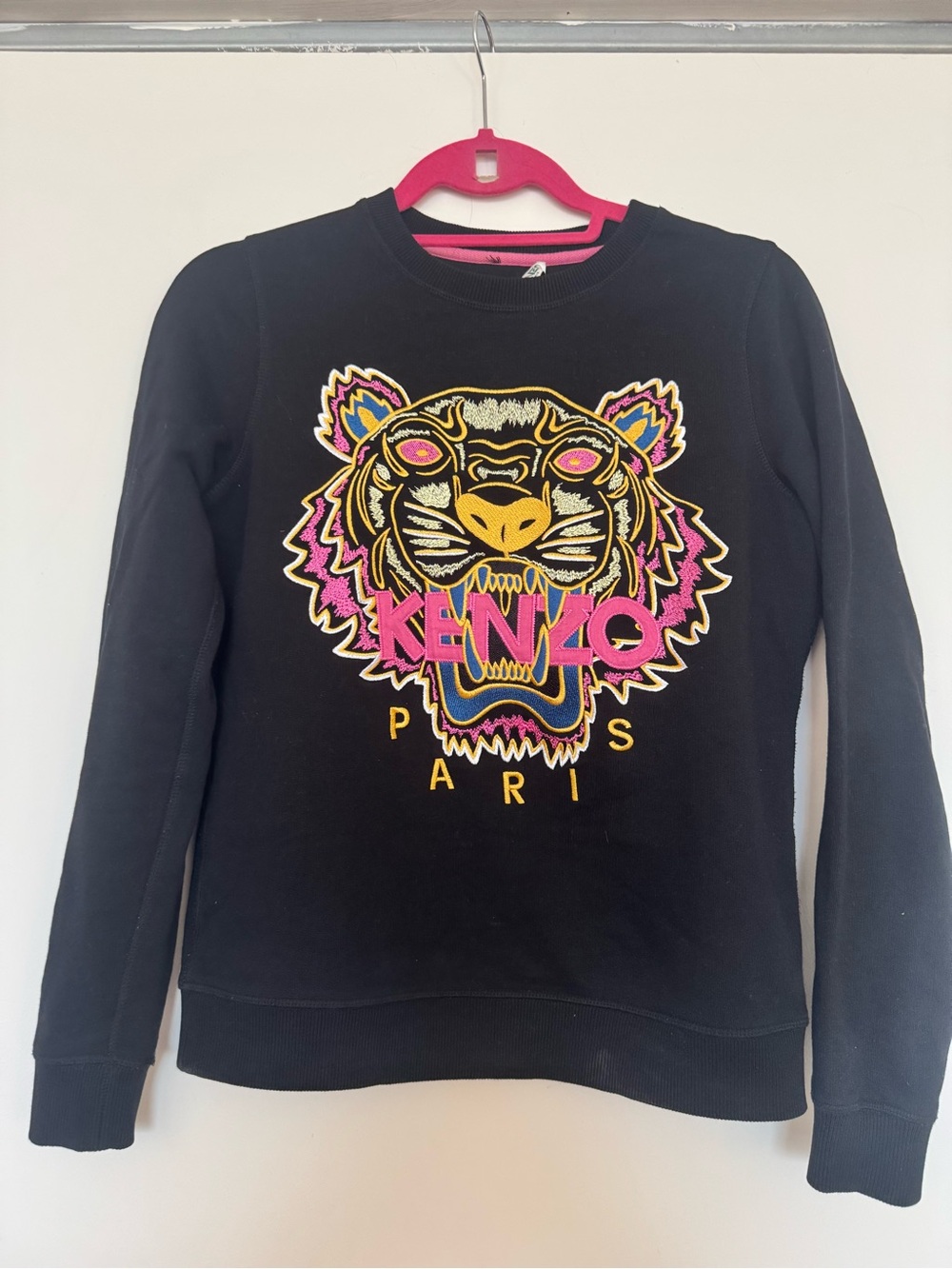 Kenzo Black Sweatshirt with Multicolor Tiger embroidery